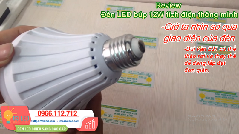 Giá Đèn LED BULB 12W tích điện thông minh và cách lắp đặt
